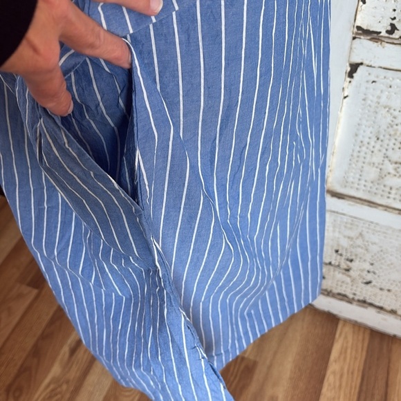 Matilda Jane Sandy Sea Shell swim suit cover-up blue w white stripe vneck pocket - Picture 8 of 15